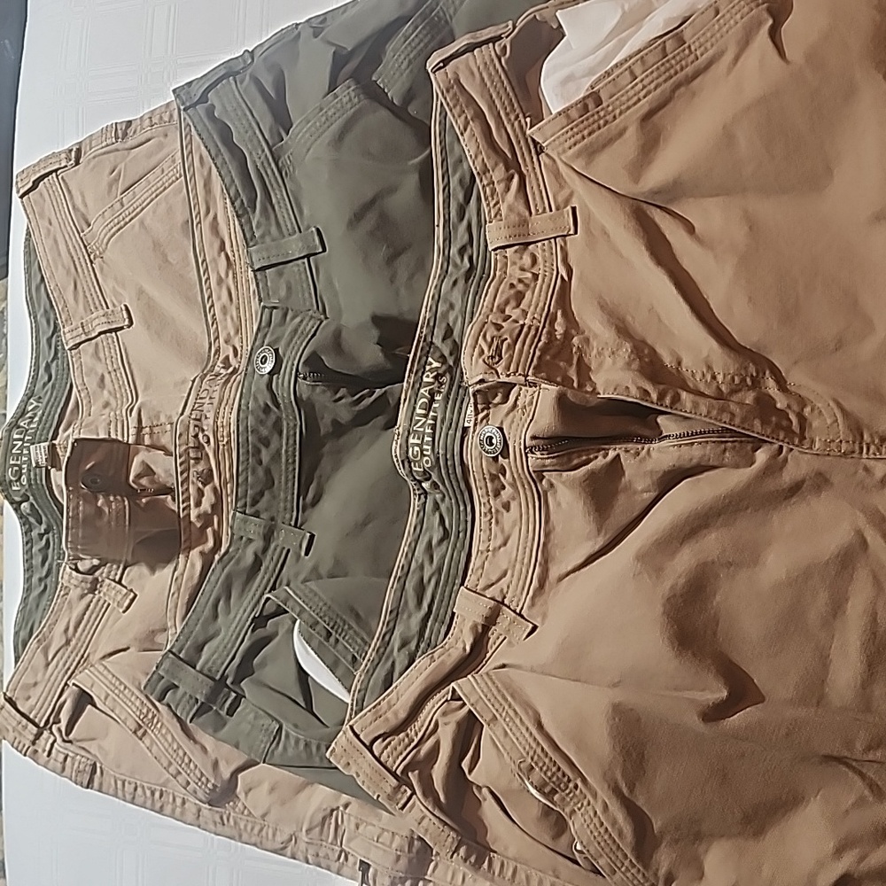 3 PAIRS Men's Khaki Chinos - Heavy Canvas Work Pants 2 Tan - 1 Olive Green